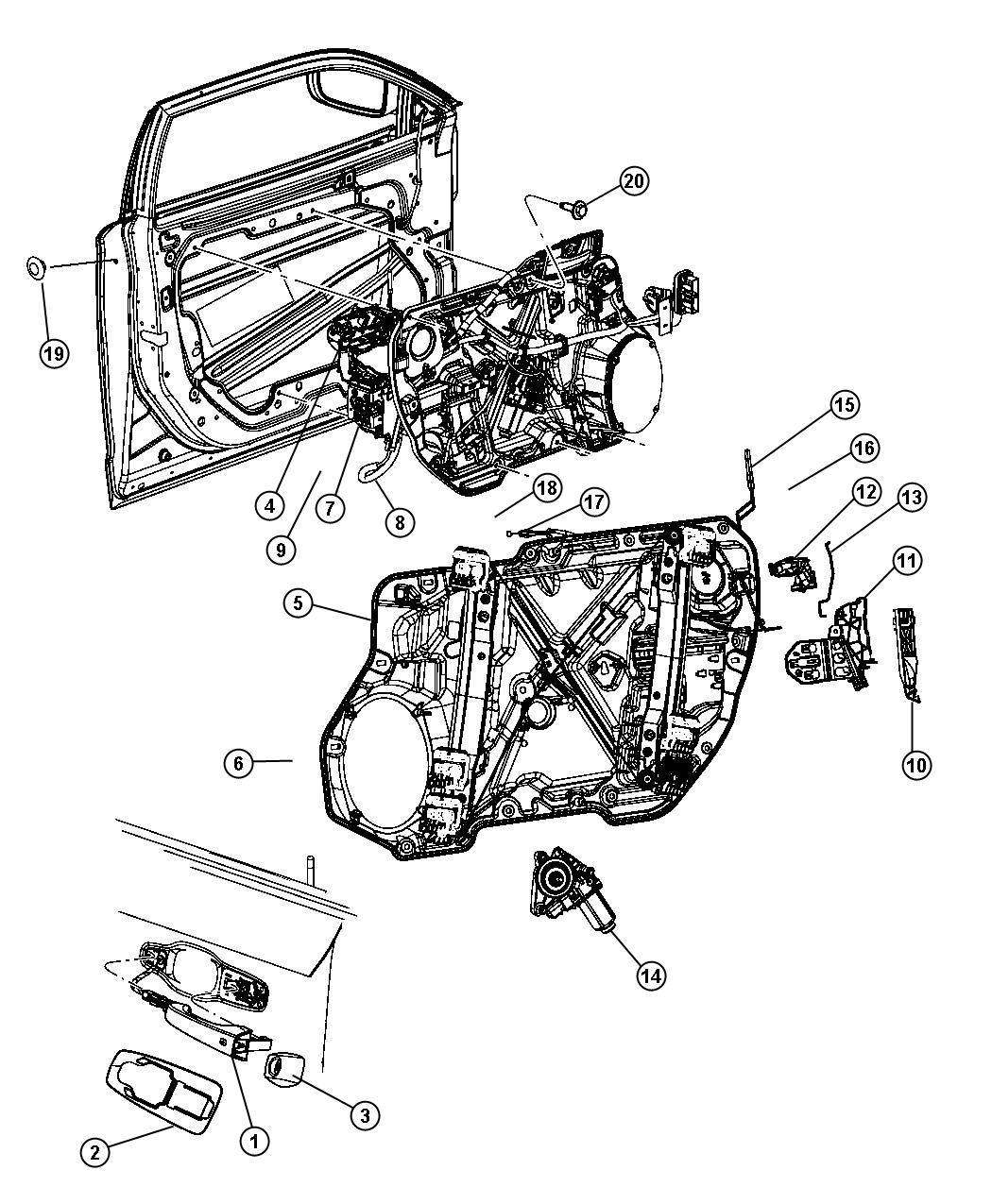 Diagram Front Door, Hardware Components, 300. for your 1999 Chrysler 300  M 