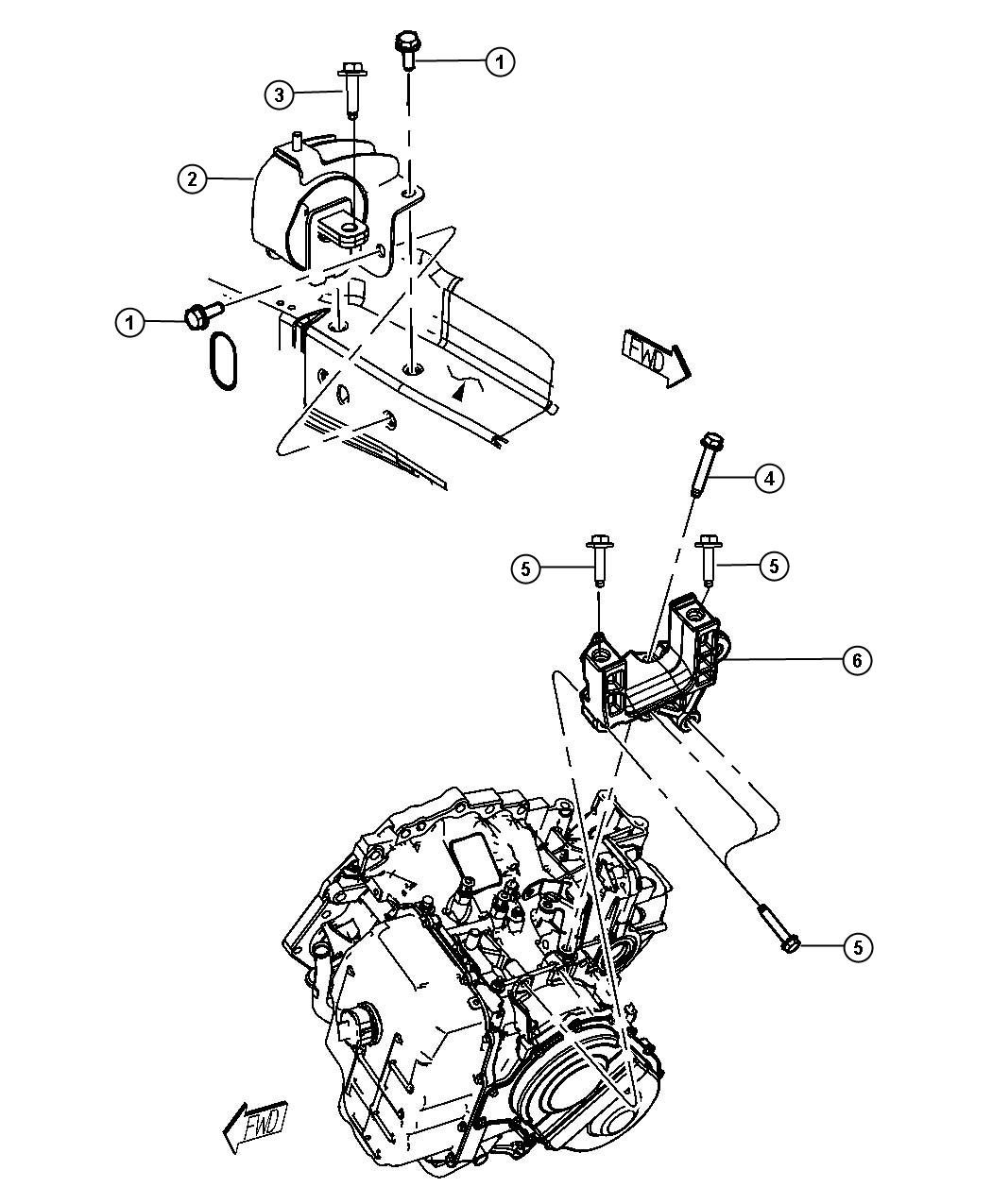 Diagram Engine Mounting Left Side FWD 3.6L [3.6L Mid V6 Engine]. for your 2020 Dodge Grand Caravan   