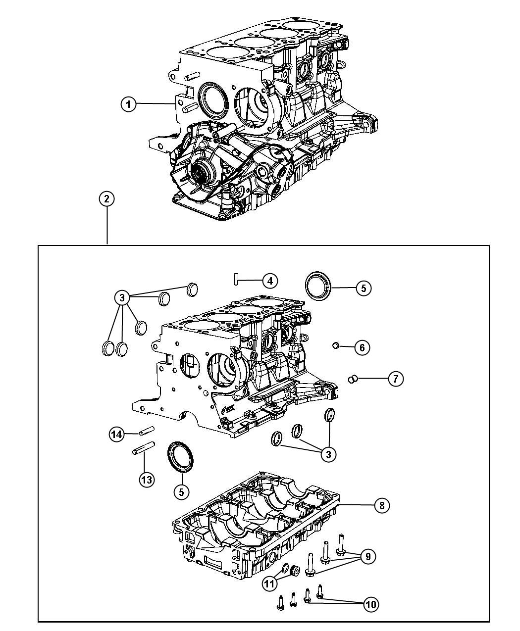Engine Cylinder Block And Hardware 1.4L [1.4L I4 MULTIAIR 16V Engine]. Diagram