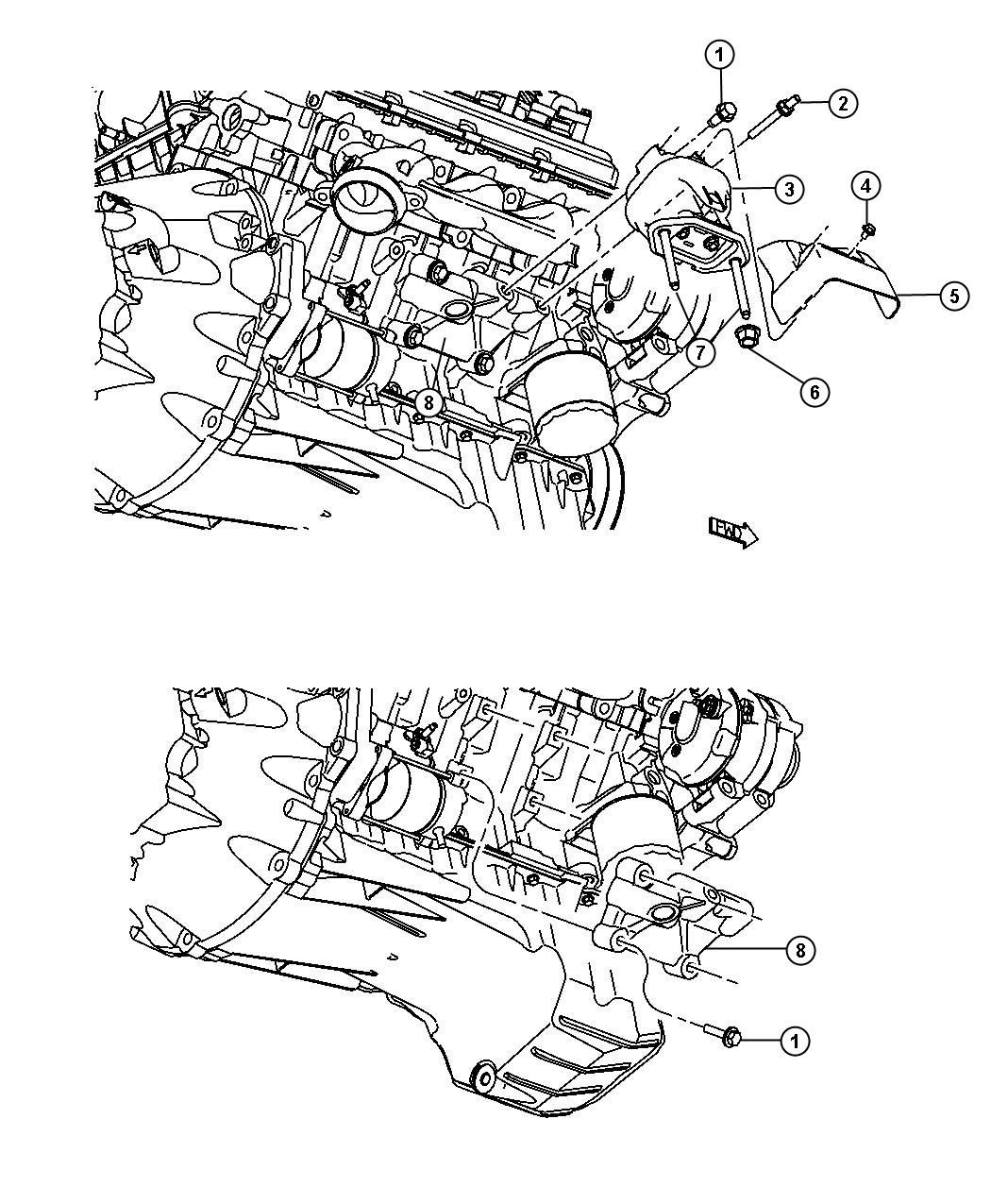 Diagram Engine Mounting Right Side RWD/2WD 6.4L [6.4L SRT HEMI V8 Engine] Without MDS. for your Chrysler 300  M