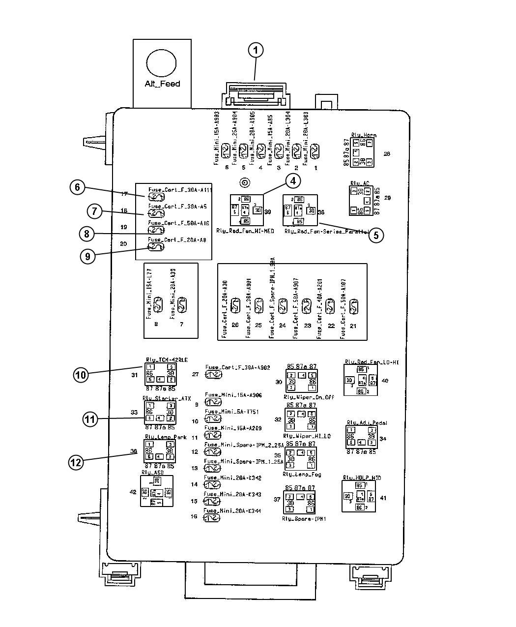 Diagram Power Distribution Center, Relays and Fuses. for your 2002 Chrysler 300  M 