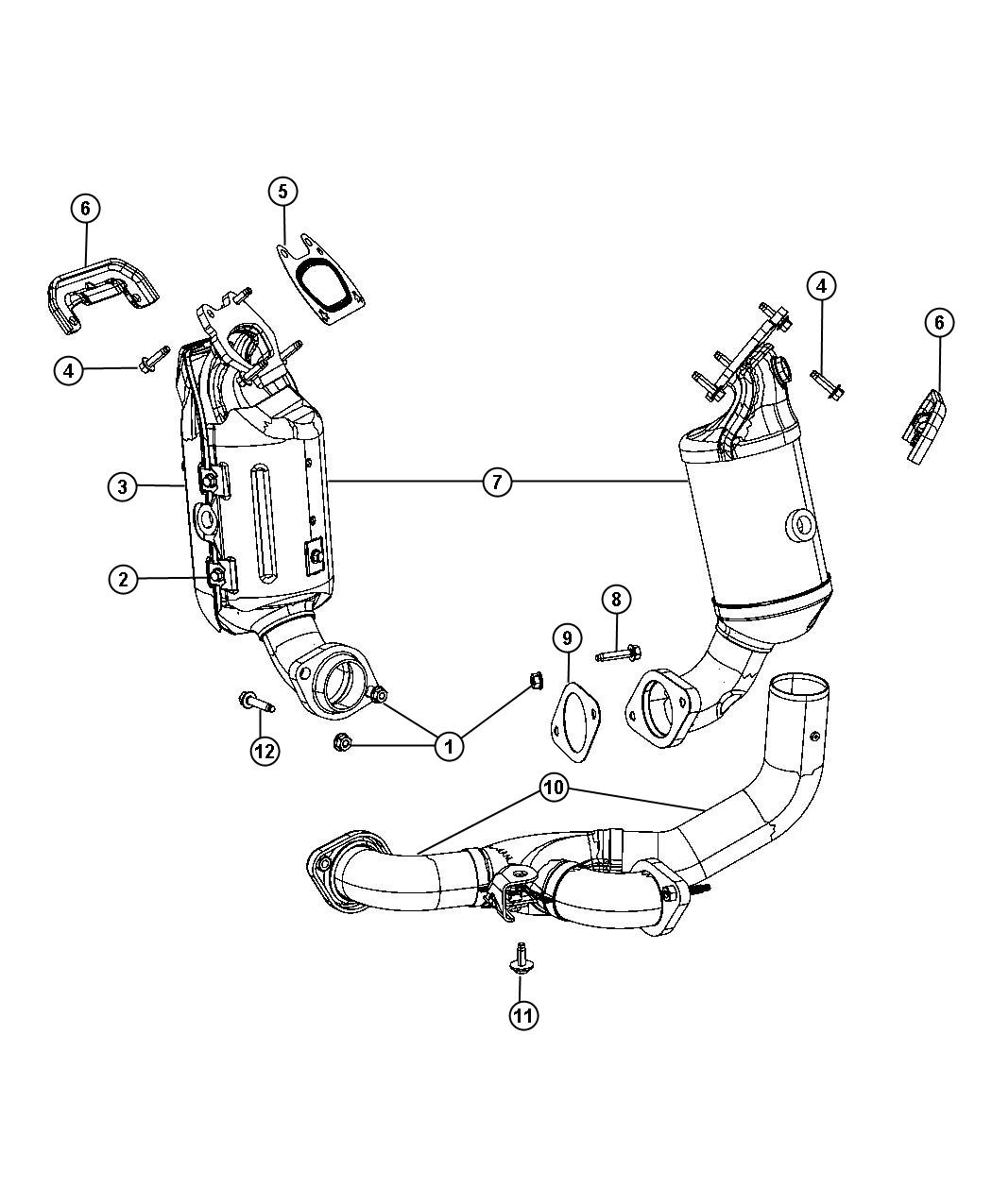 Diagram Exhaust Manifolds/Converters 3.6L [3.6L Mid V6 Engine]. for your Dodge Grand Caravan  