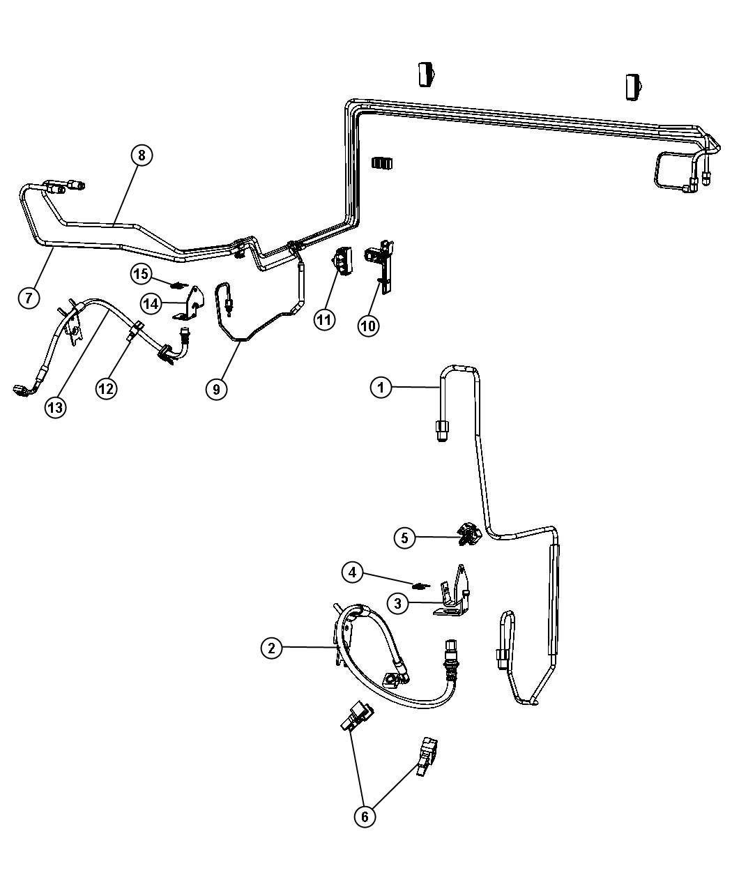 Diagram Front Brake Lines and Hoses. for your 2011 Chrysler 300 LX 3.6L V6 