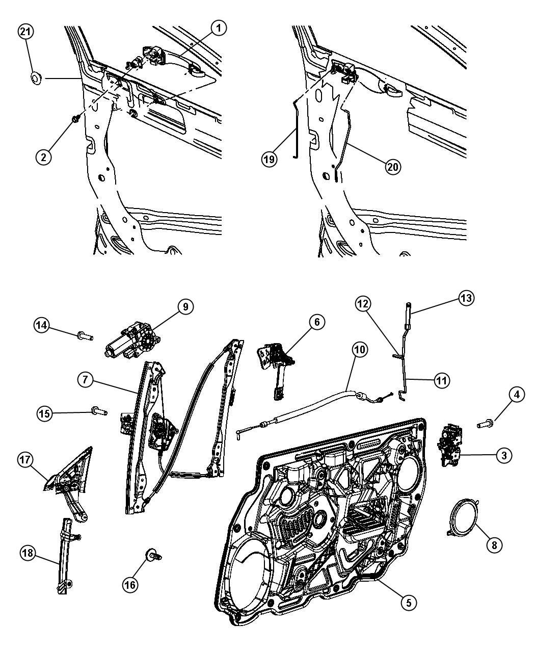 Diagram Front Door, Hardware Components, Door, Front Handle, Latch, Regulator - 27. for your Chrysler 300 M 