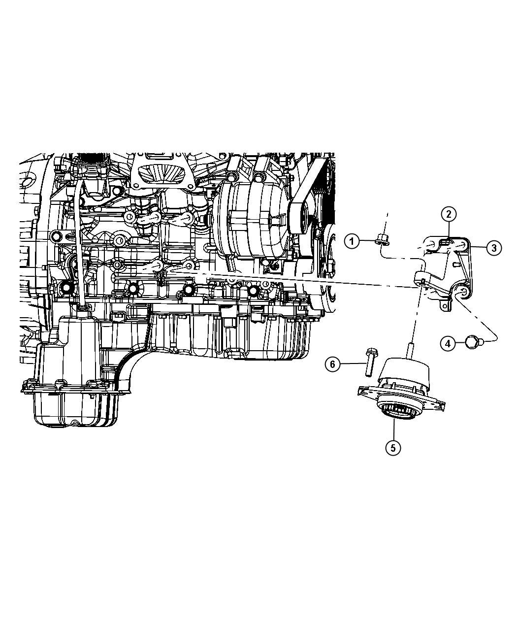 Diagram Engine Mounting Right Side RWD/2WD 3.6L [3.6L Mid V6 Engine]. for your 2000 Chrysler 300  M 