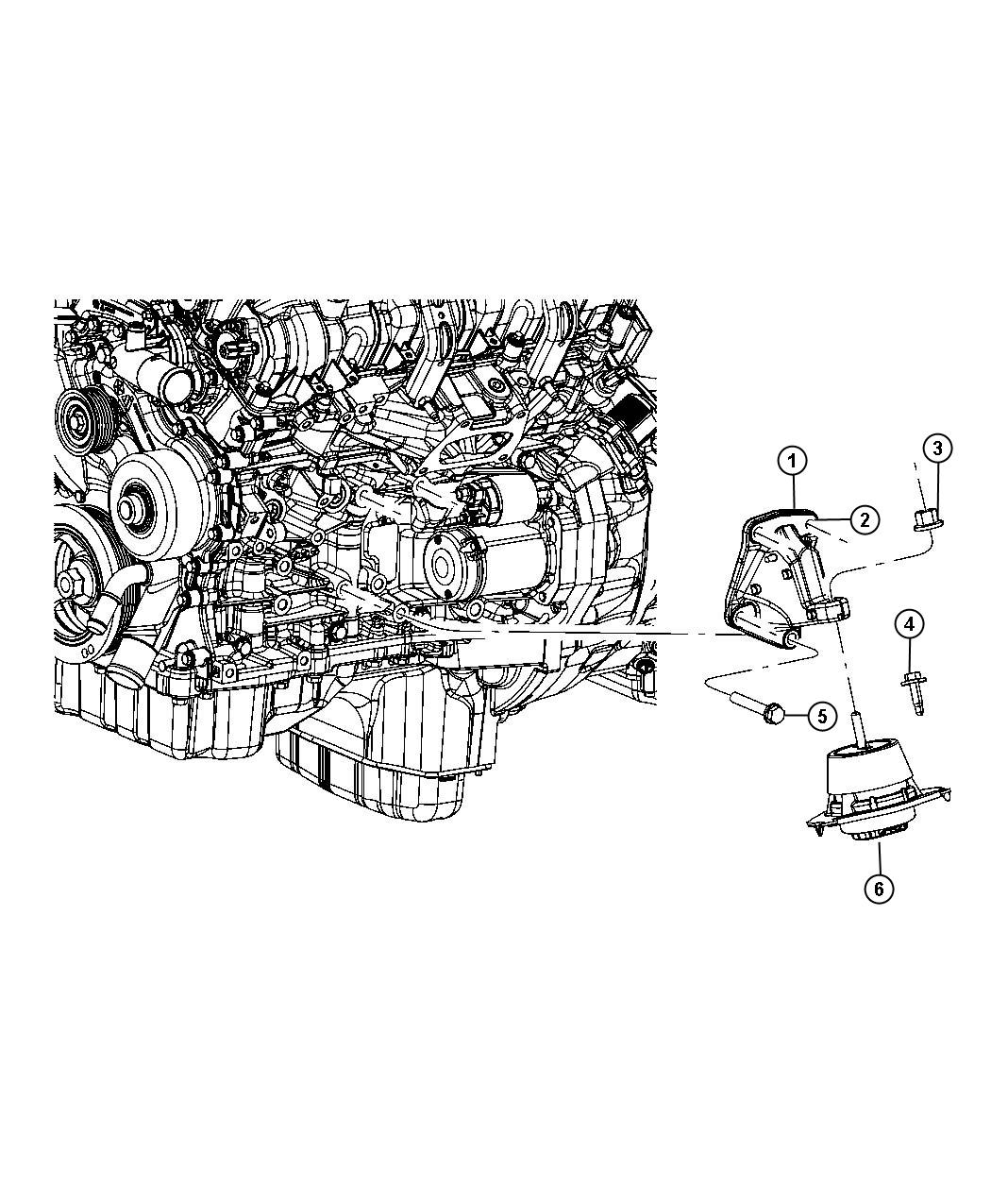 Diagram Engine Mounting Left Side RWD/2WD 3.6L [3.6L Mid V6 Engine]. for your 2000 Chrysler 300  M 