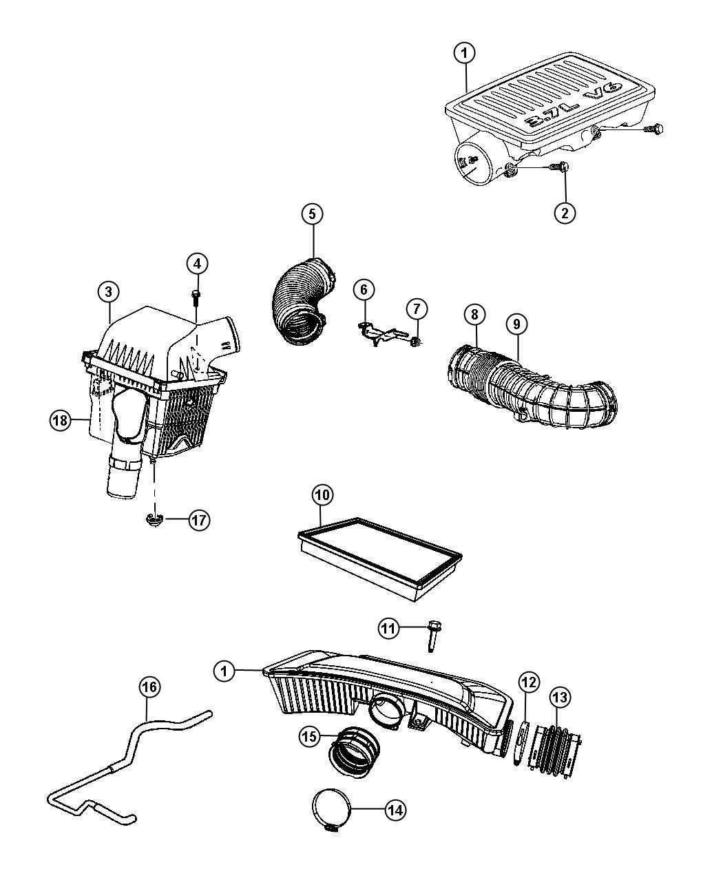 Diagram Air Cleaner. for your Jeep Grand Cherokee  