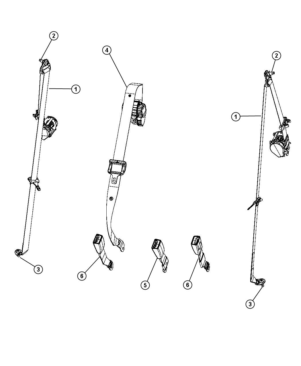 Diagram Seat Belt, Second Row. for your Chrysler 300  M