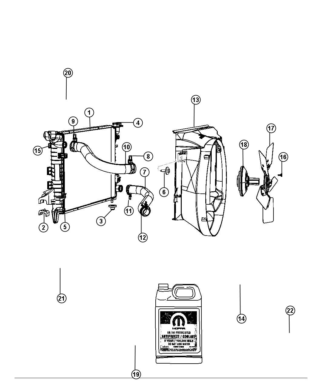 Diagram Radiator and Related Parts, 5.7L [5.7L V8 HEMI VVT Engine]. for your 1999 Chrysler 300  M 