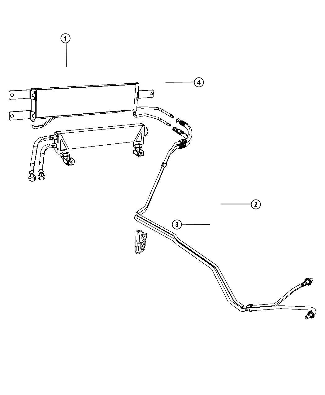 Diagram Transmission Oil Cooler and Lines 5.7L [5.7L V8 HEMI VVT Engine]. for your 1998 Dodge Ram 2500   