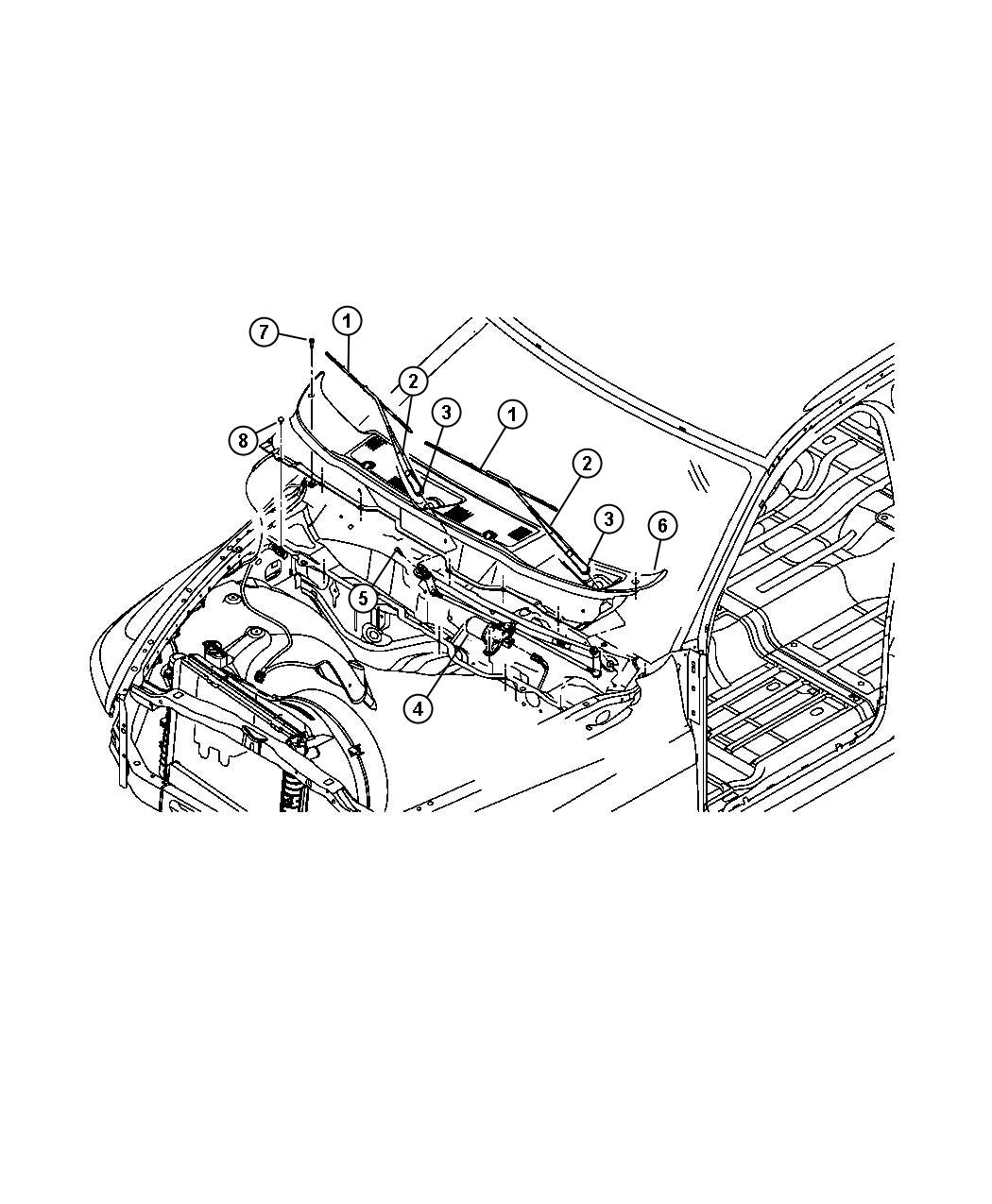 Diagram Front Wiper System. for your 2006 Ram 1500   