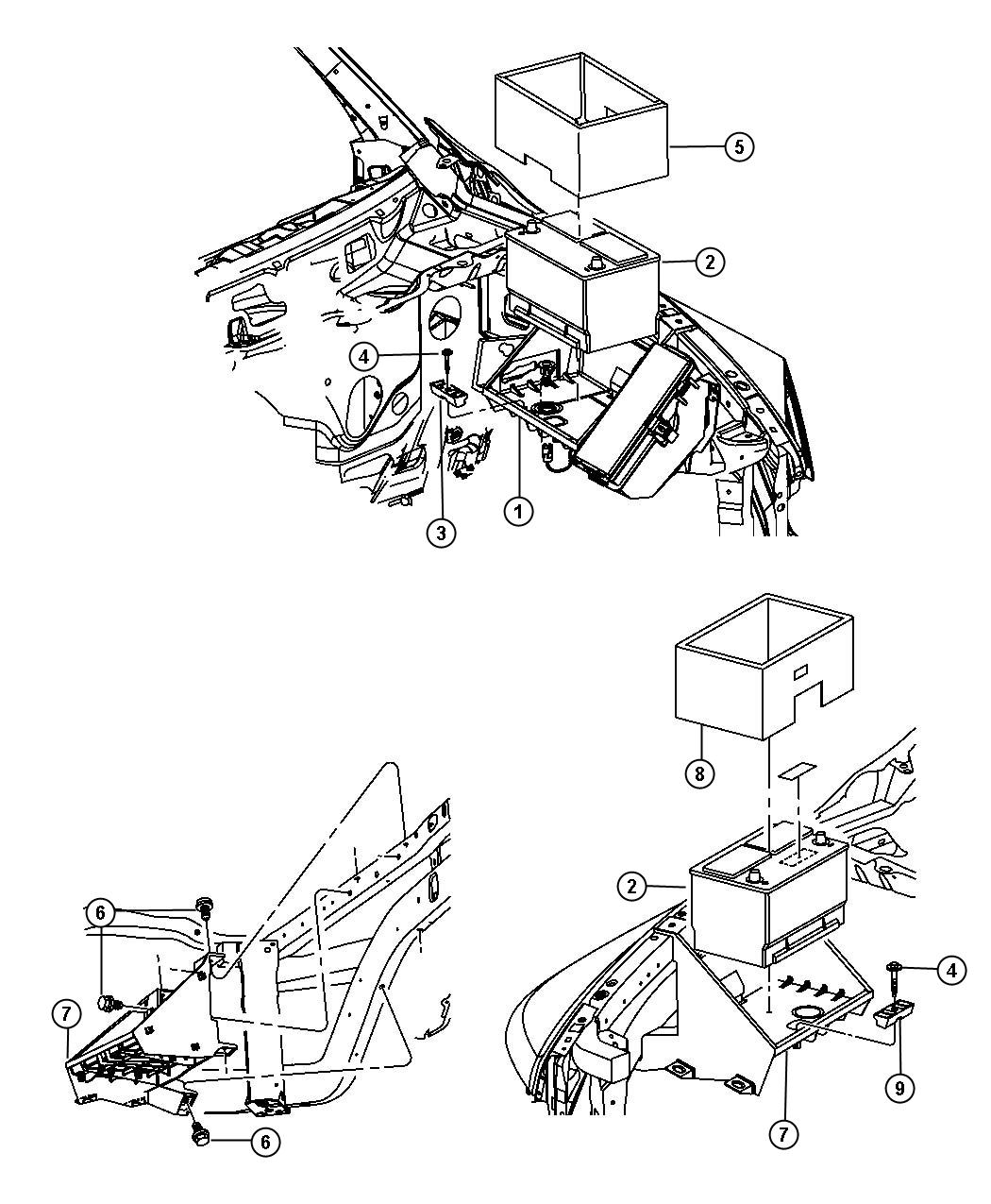 Diagram Battery Tray and Support. for your Ram 3500  