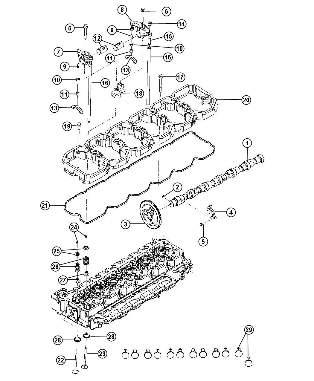 Diagram Camshaft And Valvetrain 6.7L Diesel [6.7L I6 Cummins Turbo Diesel Engine]. for your 2002 Chrysler 300  M 