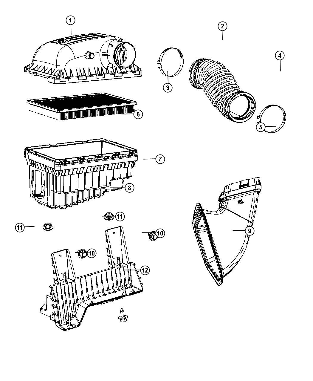 Diagram Air Cleaner 5.7L [5.7L V8 HEMI VVT Engine]. for your 2005 Dodge Ram 1500   