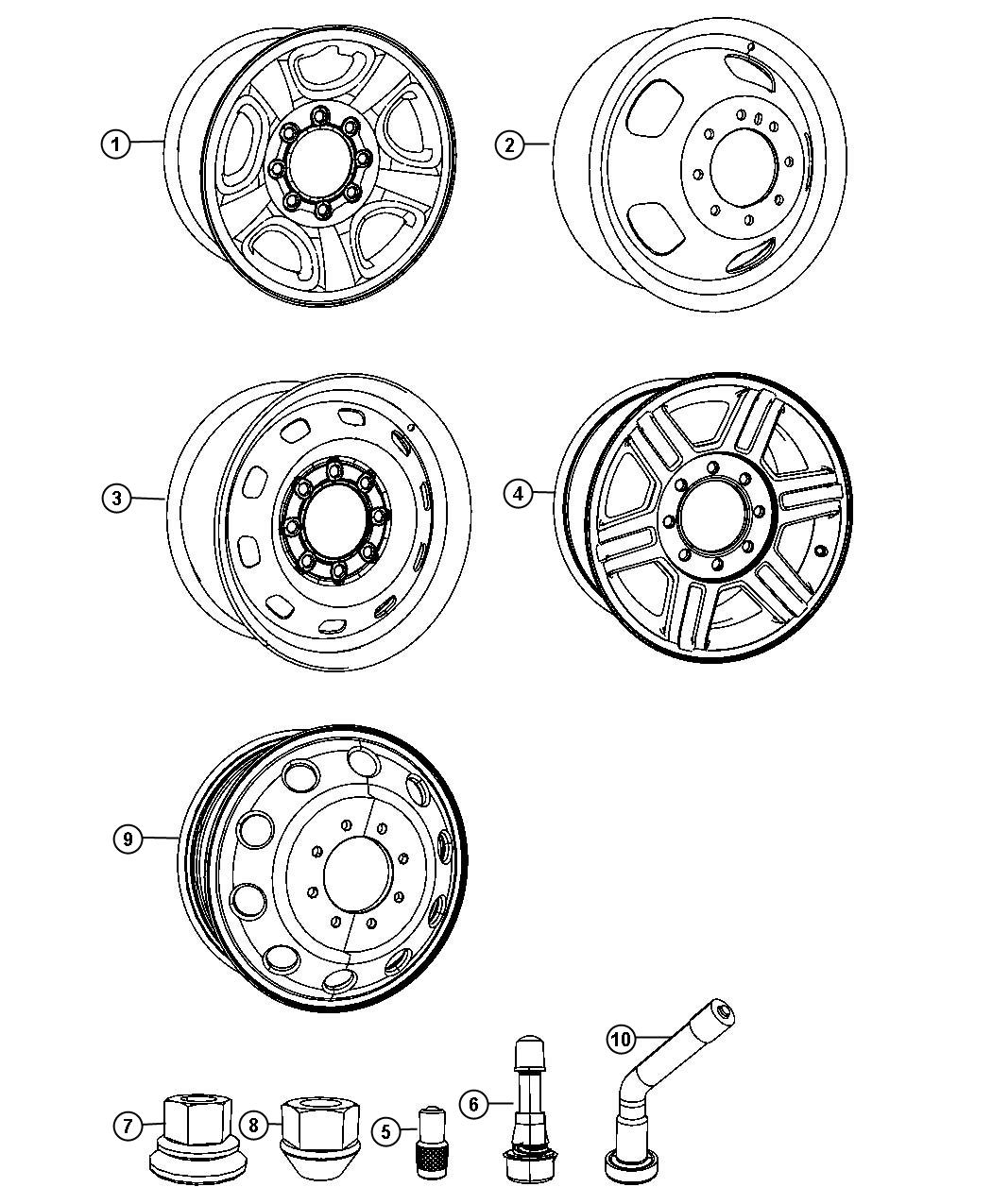 Diagram Wheels and Hardware. for your 2012 Ram 3500  REG CAB CHASSIS 
