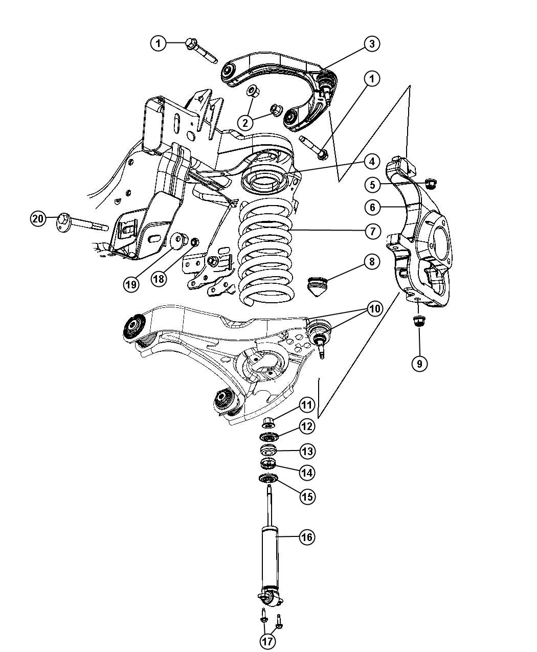 Diagram Suspension, Front, DS 1. for your Ram 1500  