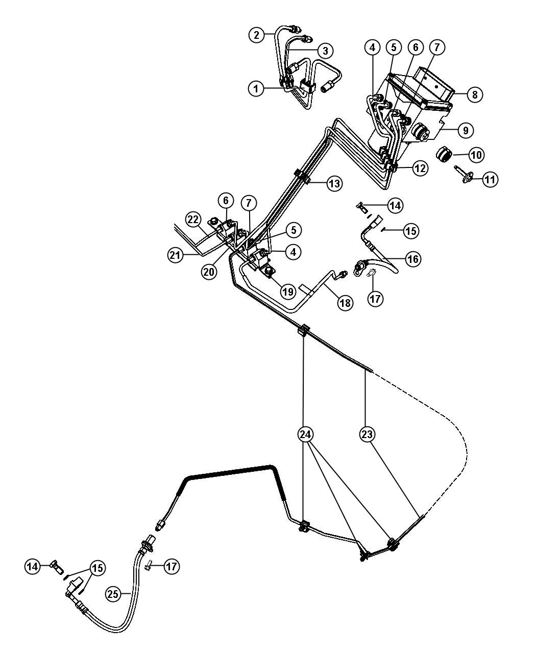 HCU,Brake Tubes and Hoses,Front. Diagram