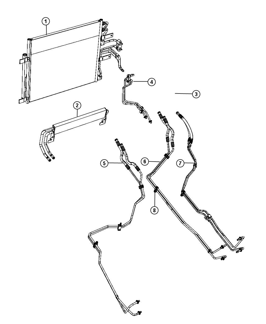 Transmission Oil Cooler and Lines. Diagram