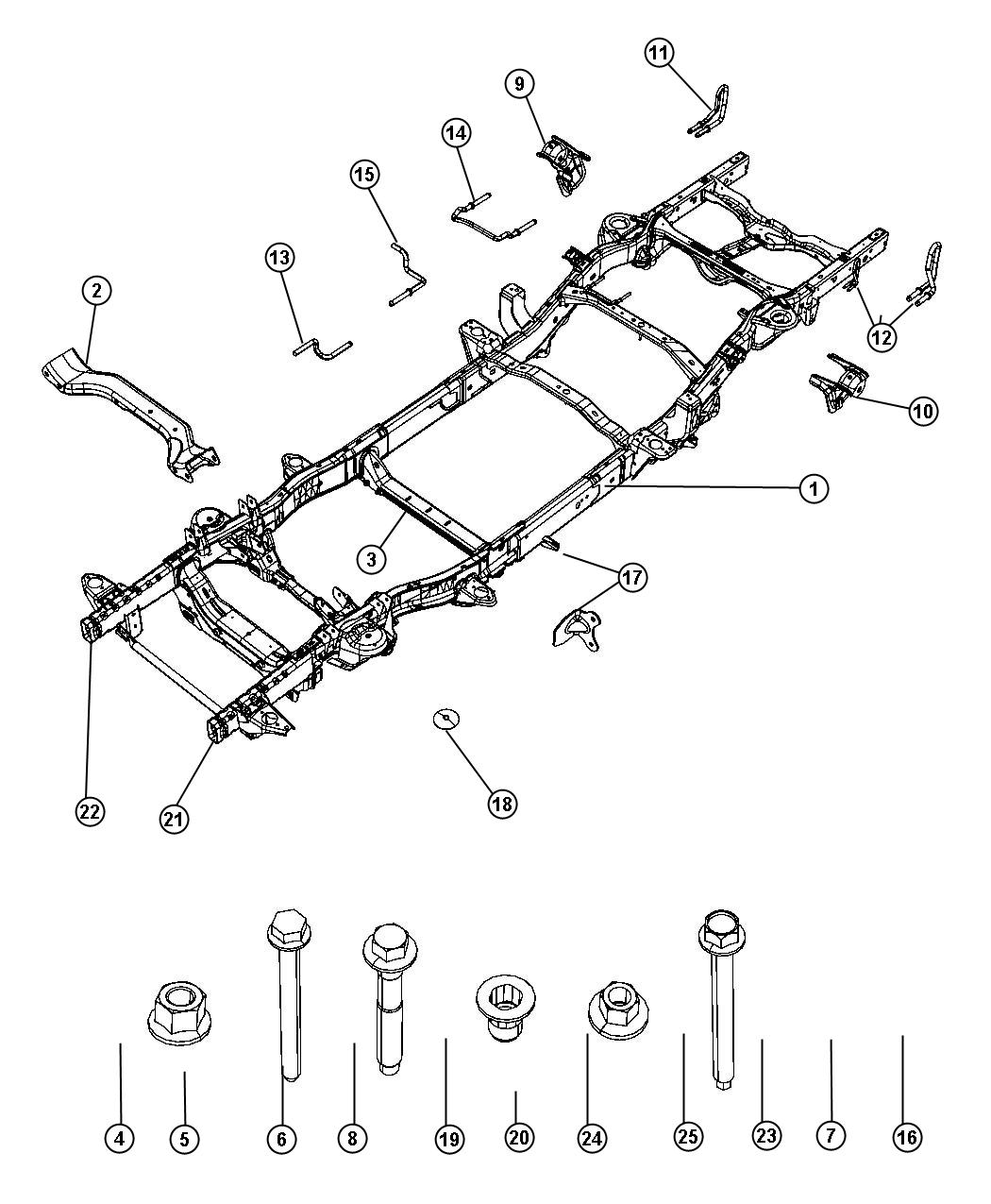 Diagram Frame, Complete, 120.5 Inch Wheel Base. for your Ram 1500  