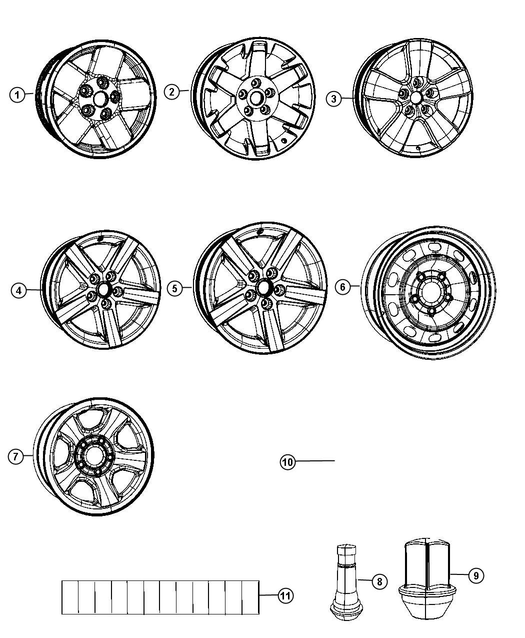 Diagram Wheels and Hardware. for your 2023 Ram 1500   