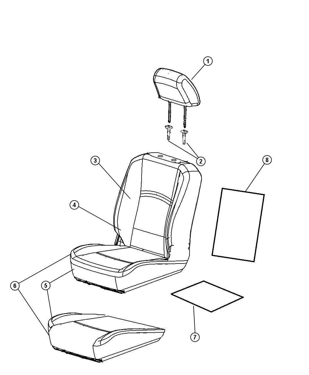 Front Seat - Bucket - Trim Code [GJ]. Diagram