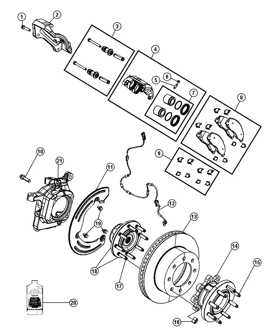 Diagram Brakes,Front. for your 2004 Chrysler 300  M 