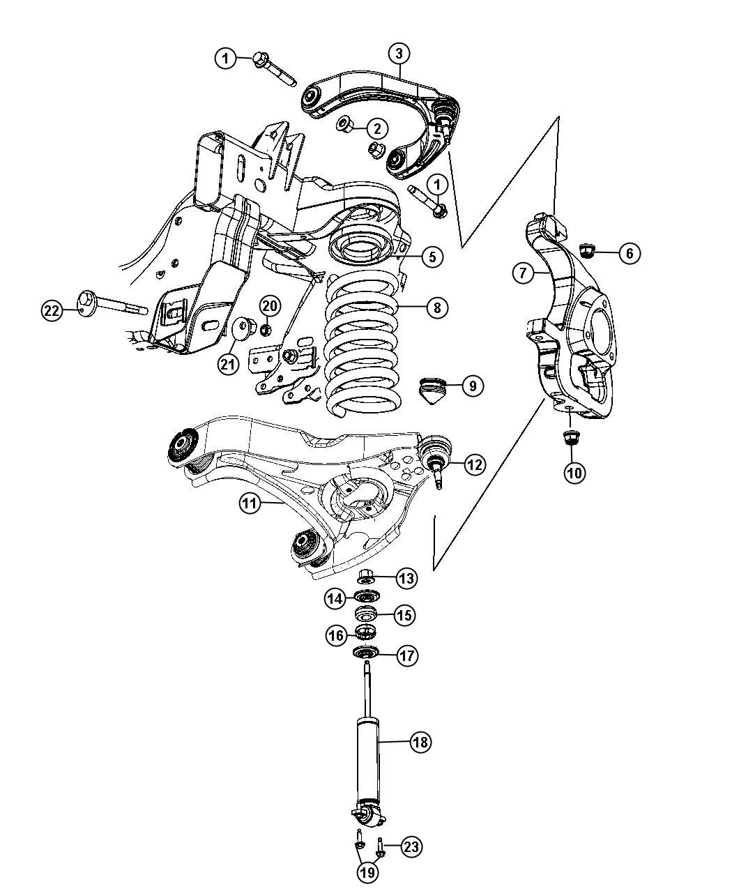 Diagram Suspension, Front, DX 1, 6. for your 2002 Chrysler 300  M 