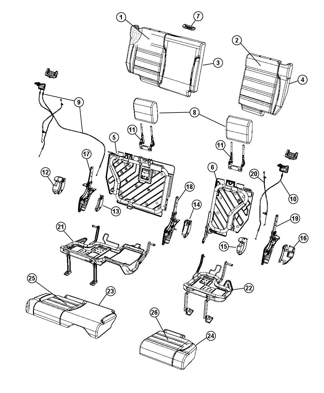 Rear Seat - Split Seat - Trim Code [UL]. Diagram