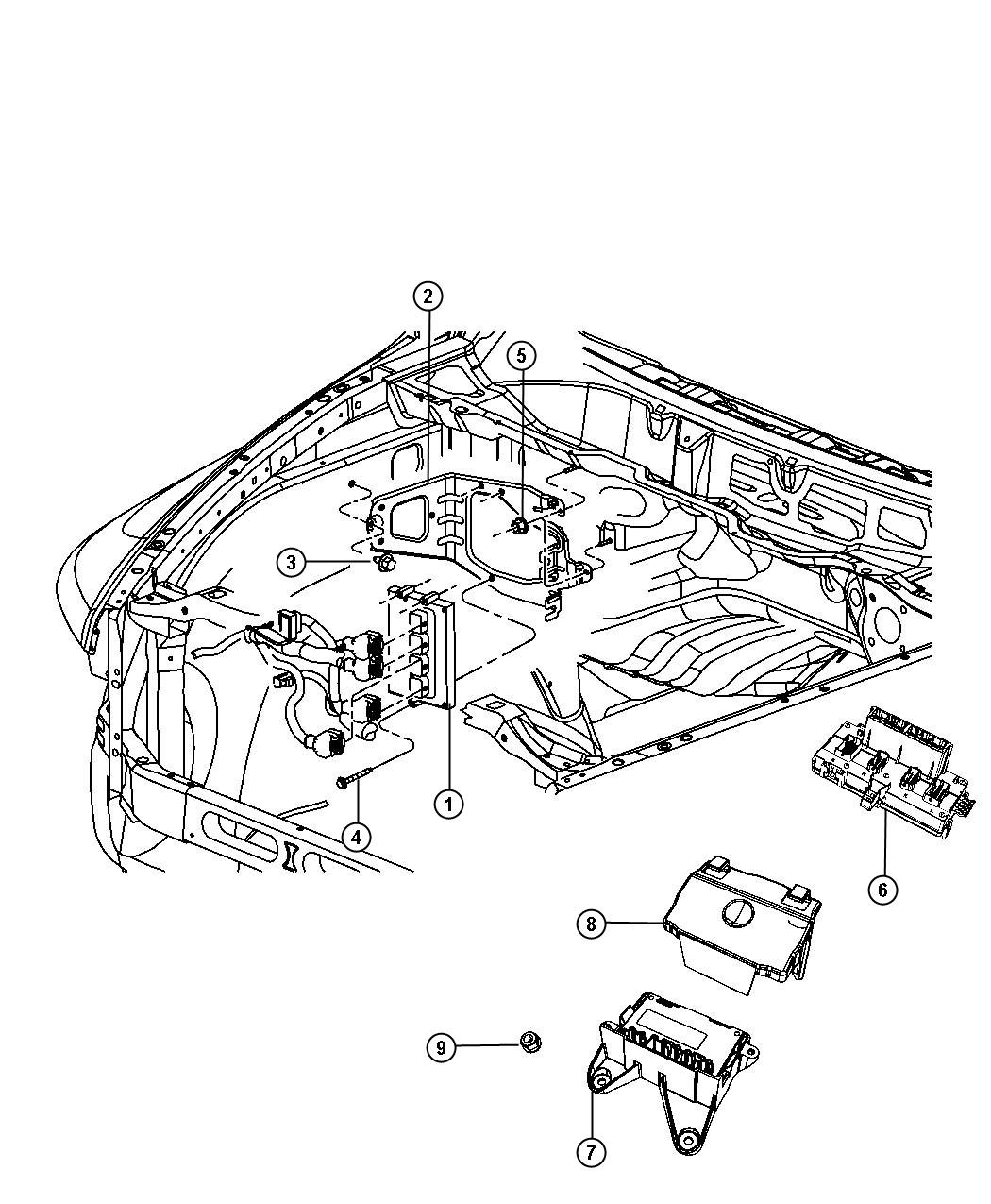 Diagram Modules Engine Compartment. for your Jeep