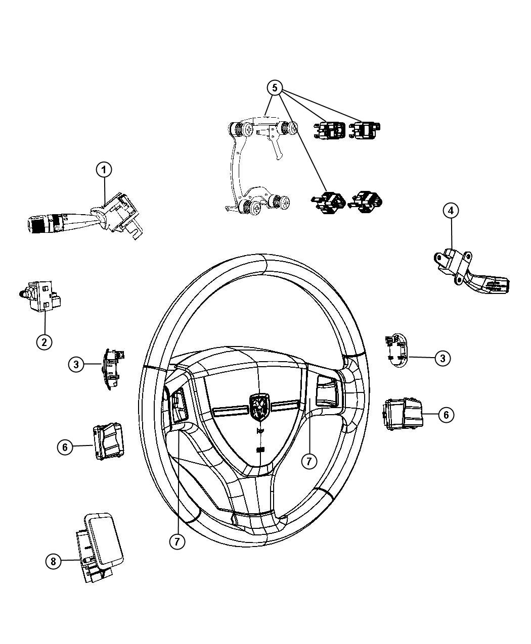 Diagram Switches Steering Column and Wheel. for your 2010 Dodge Avenger   