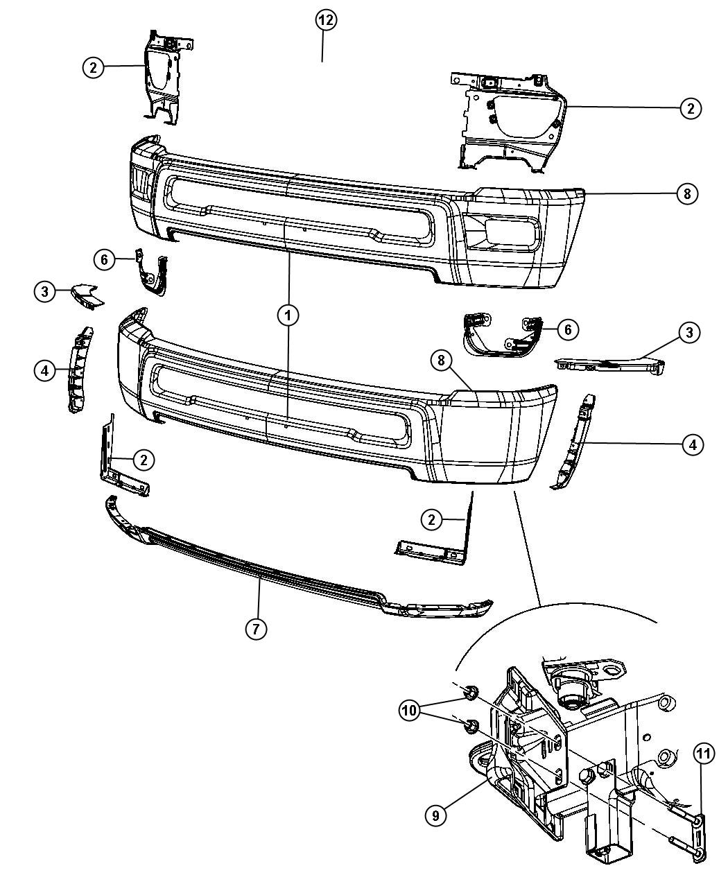 Diagram Bumper Front. for your 1997 Dodge Ram 1500   