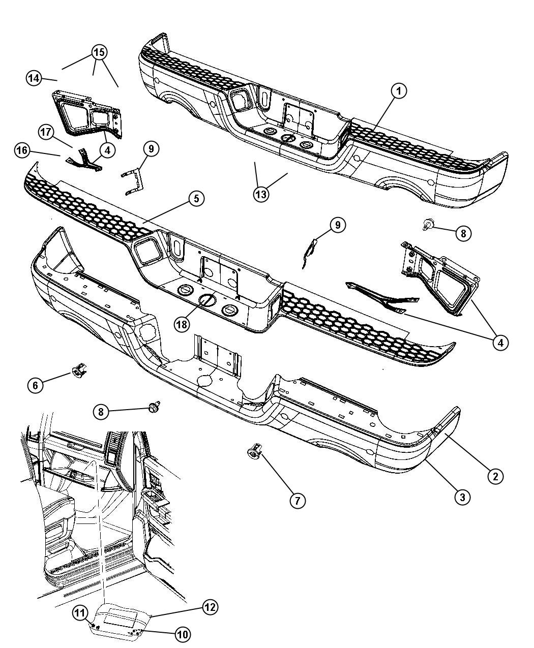 Diagram Rear Bumper. for your 2005 Ram 1500   