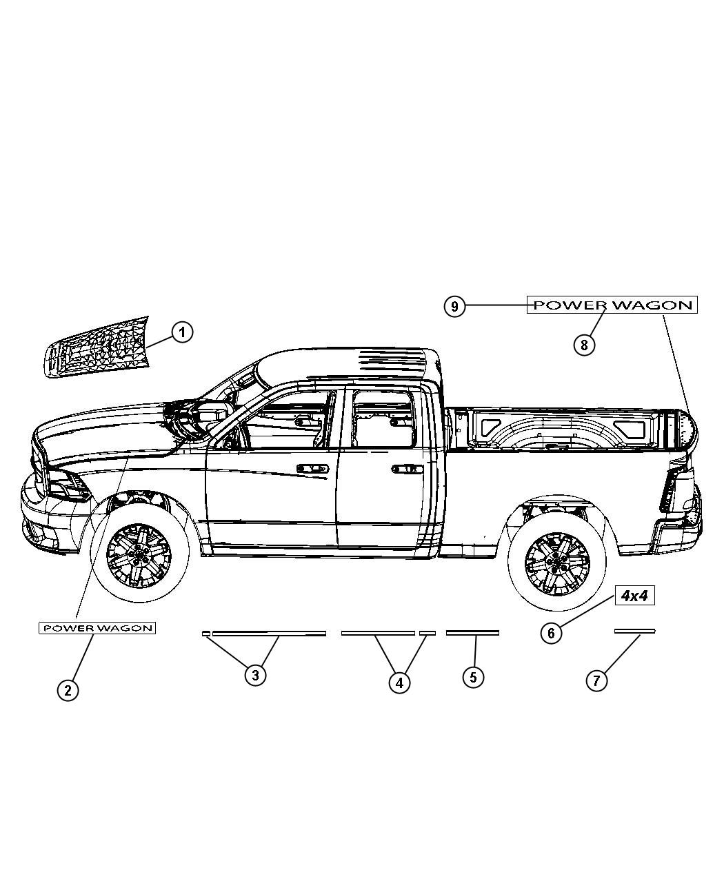 Diagram Decals Power Wagon. for your Ram 2500  