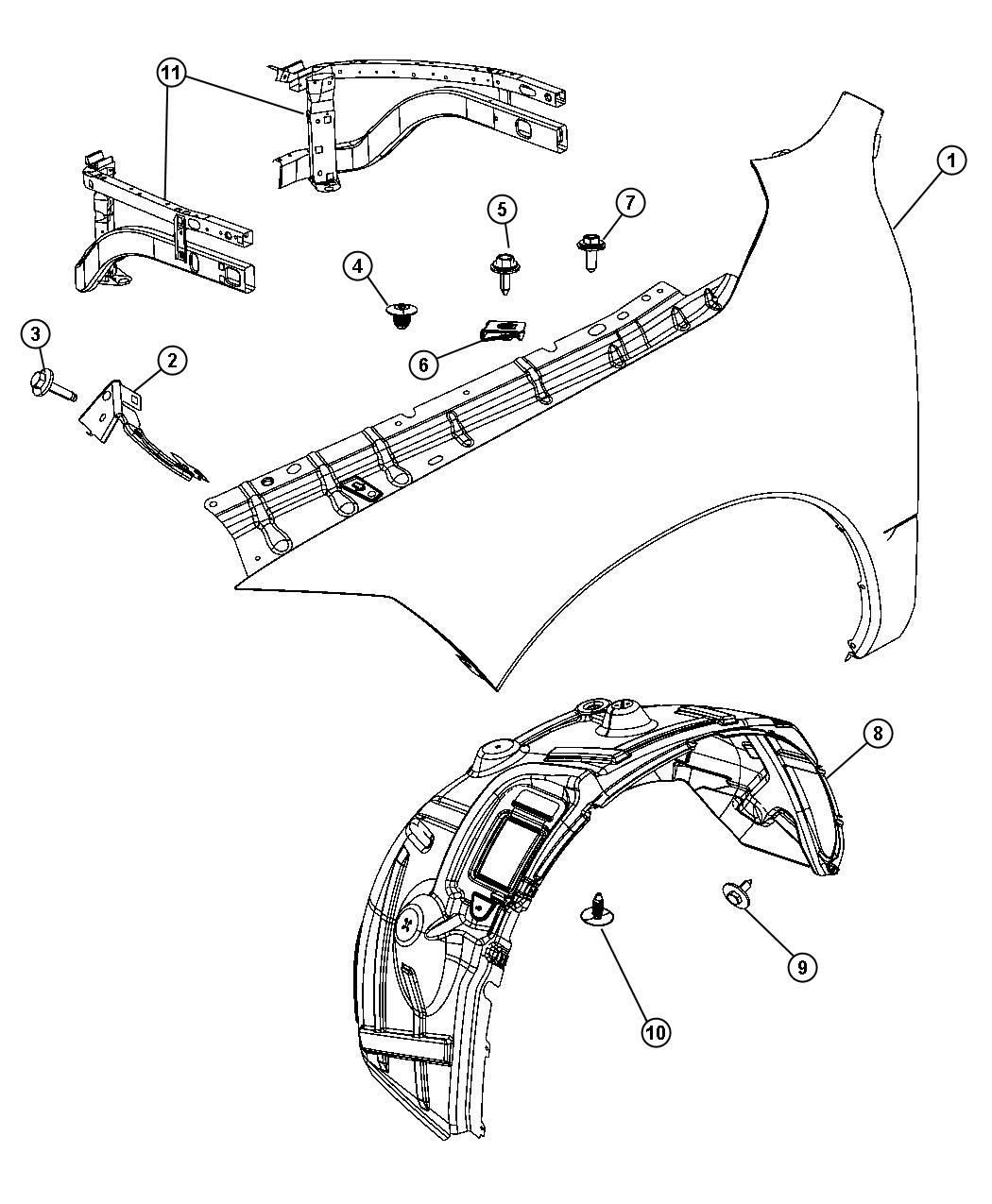 Diagram Front Fender. for your 2004 Ram 1500   