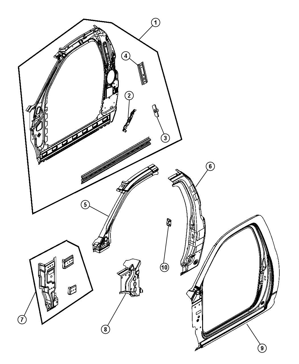 Diagram Front Aperture Panel, 2 Door. for your Chrysler 300  M