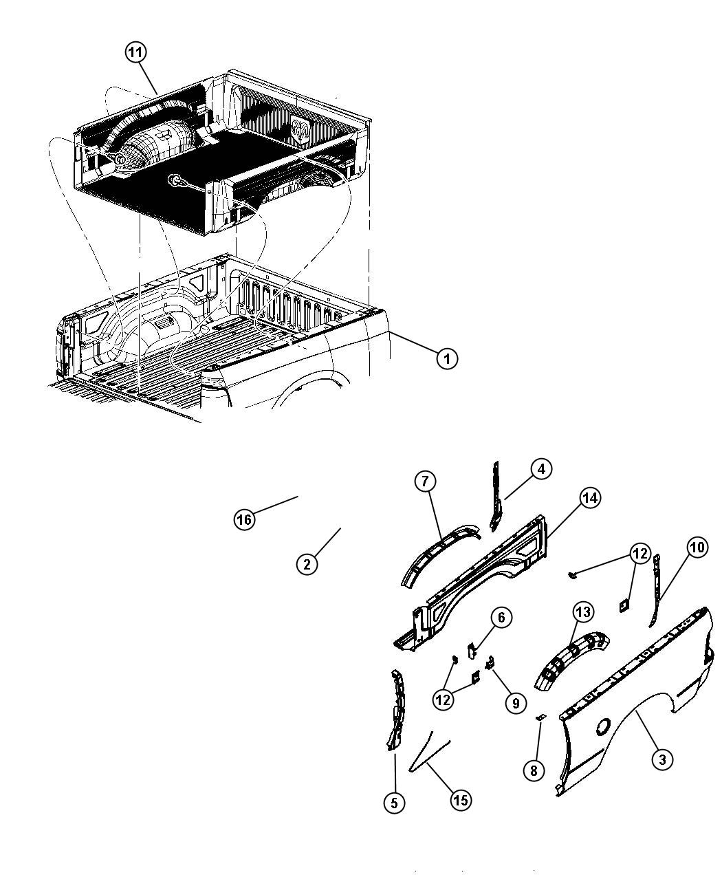 Diagram Pick-up Box. for your Ram 2500  