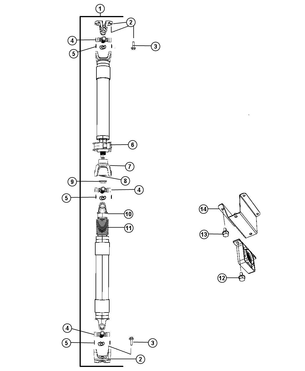 Diagram Shaft, Drive, 2-Piece, Line 4,5, Body 63, 64, 93. for your Ram 5500  