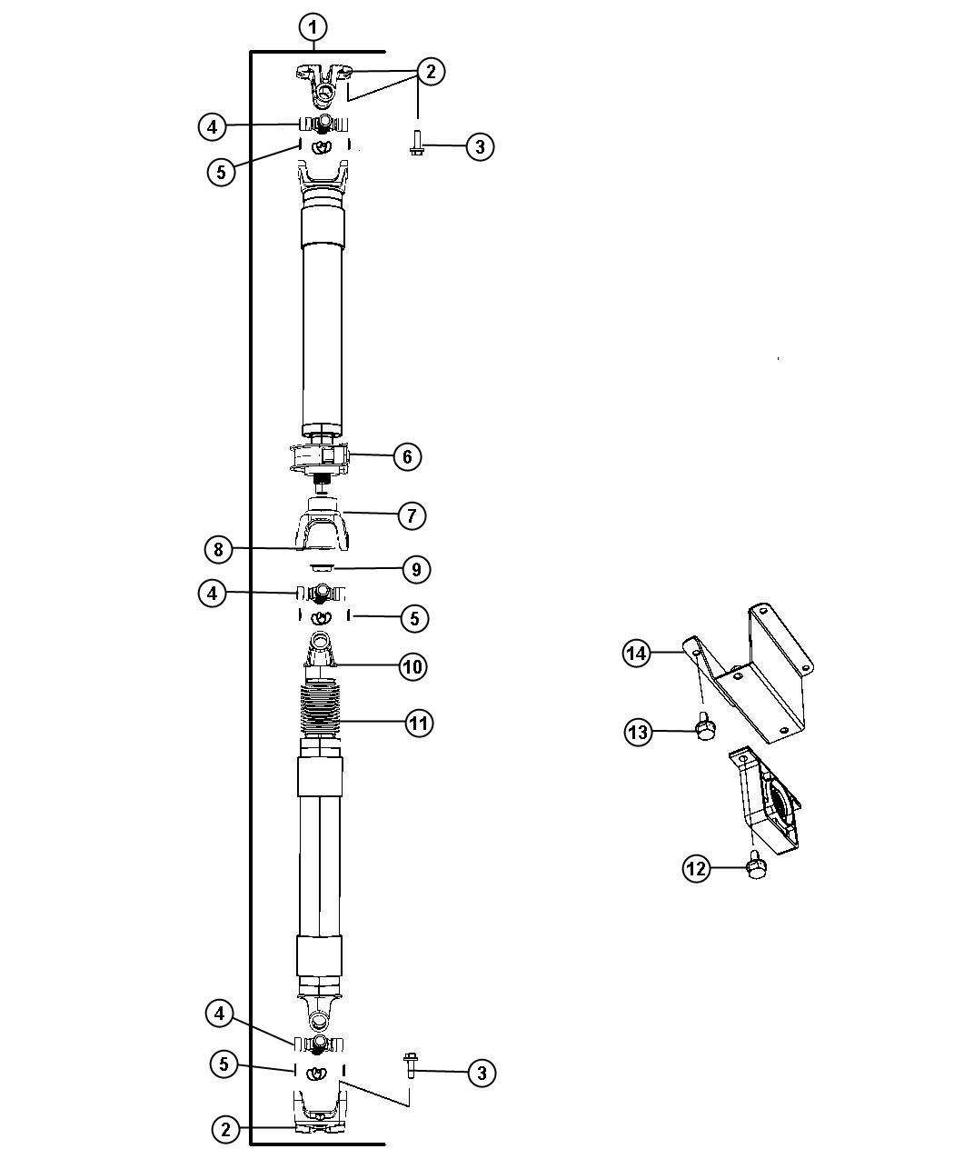 Diagram Shaft, Drive, 2-Piece, Line 0,9, Body 64, 65, 93, 94. for your Ram 5500  