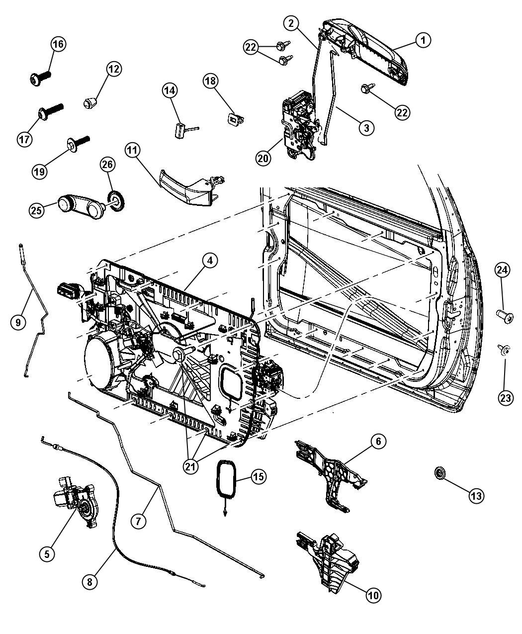 Diagram Front Door, Hardware Components. for your 2002 Chrysler 300  M 