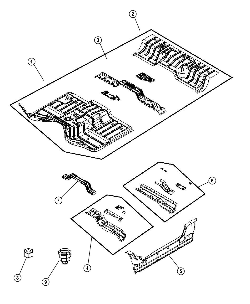 Floor Pan, Standard Cab. Diagram