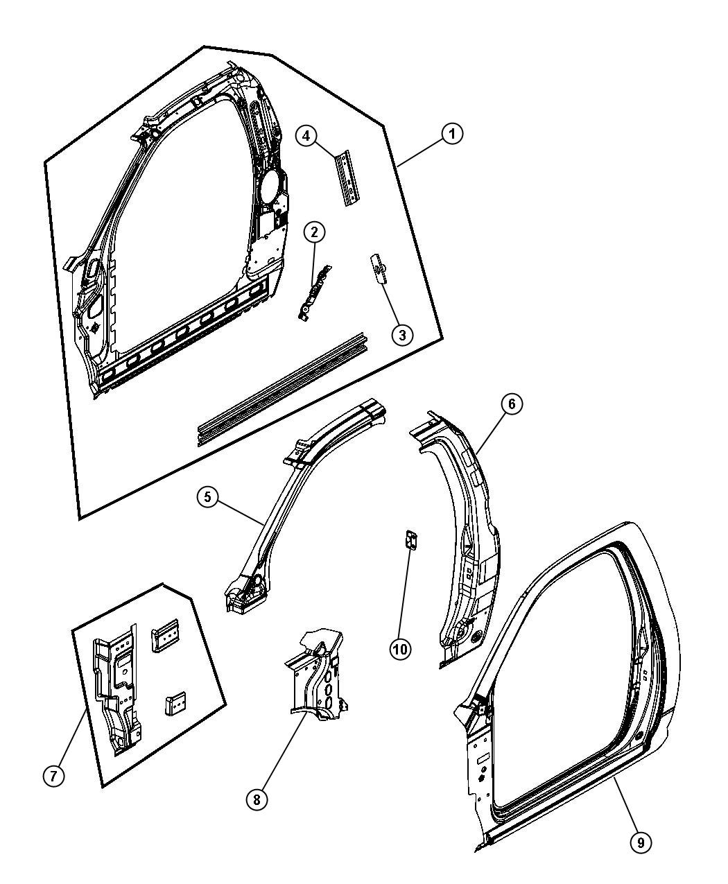 Diagram Front Aperture Panel 2-Door. for your Chrysler 300  M