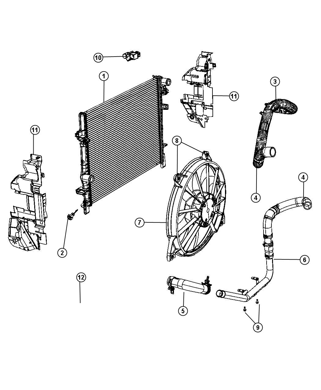 Diagram Radiator and Related Parts. for your 2023 Ram 1500   