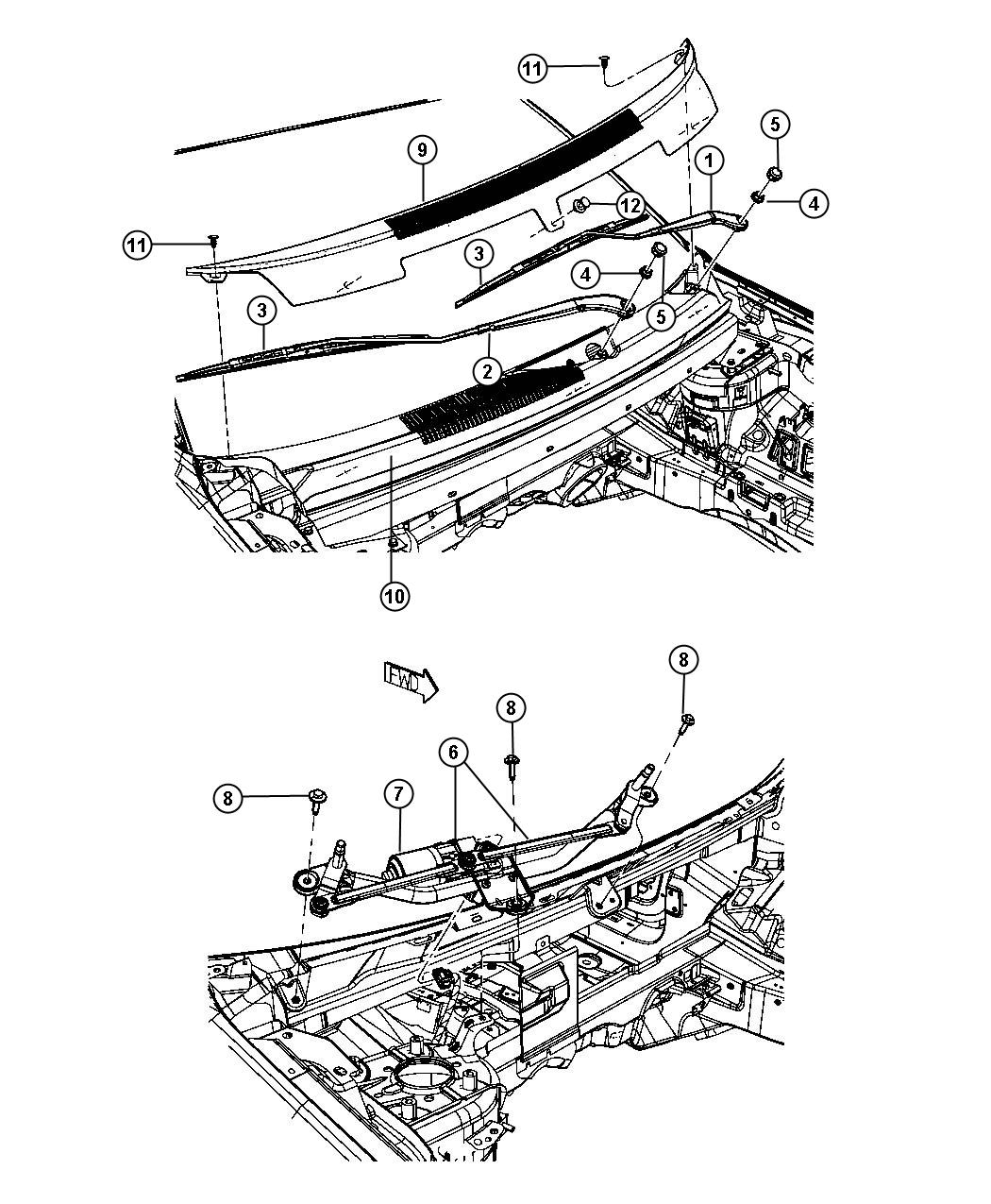 Diagram Front Wiper System. for your 2013 Dodge Journey  SE 