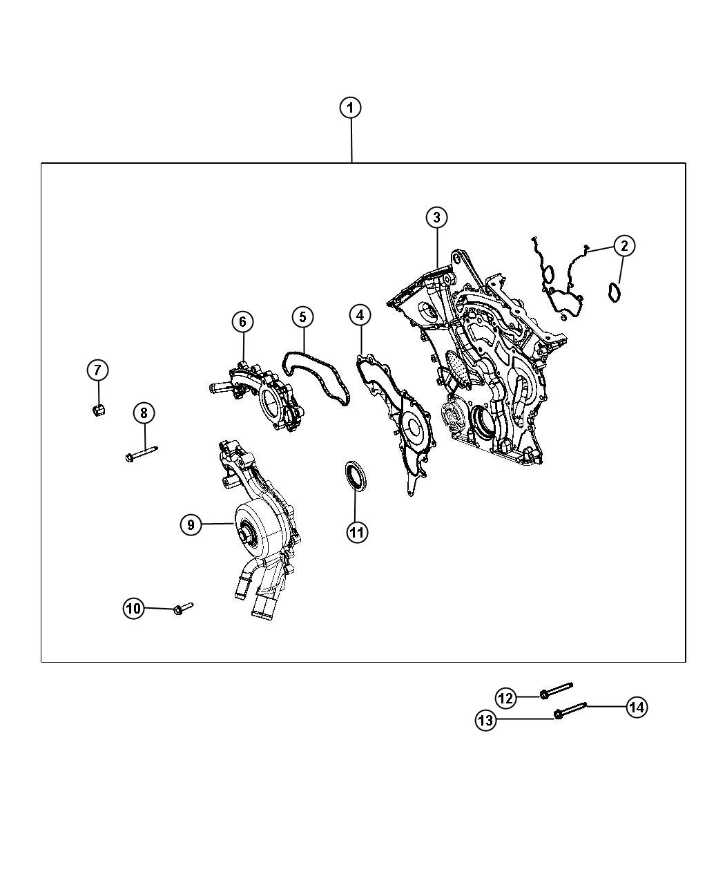 Diagram Timing Case Cover 3.6L [3.6L V6 VVT Engine]. for your 2022 Jeep Grand Cherokee   