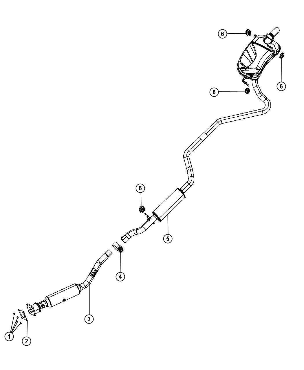 Diagram Exhaust System 2.4L [2.4L I4 DOHC 16V Dual VVT Engine]. for your 2020 Dodge Grand Caravan   