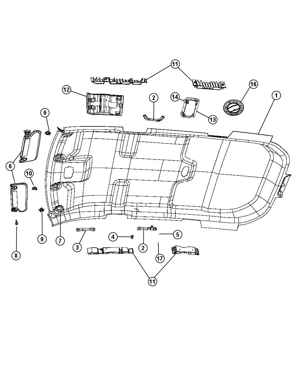 Headliners and Visors. Diagram