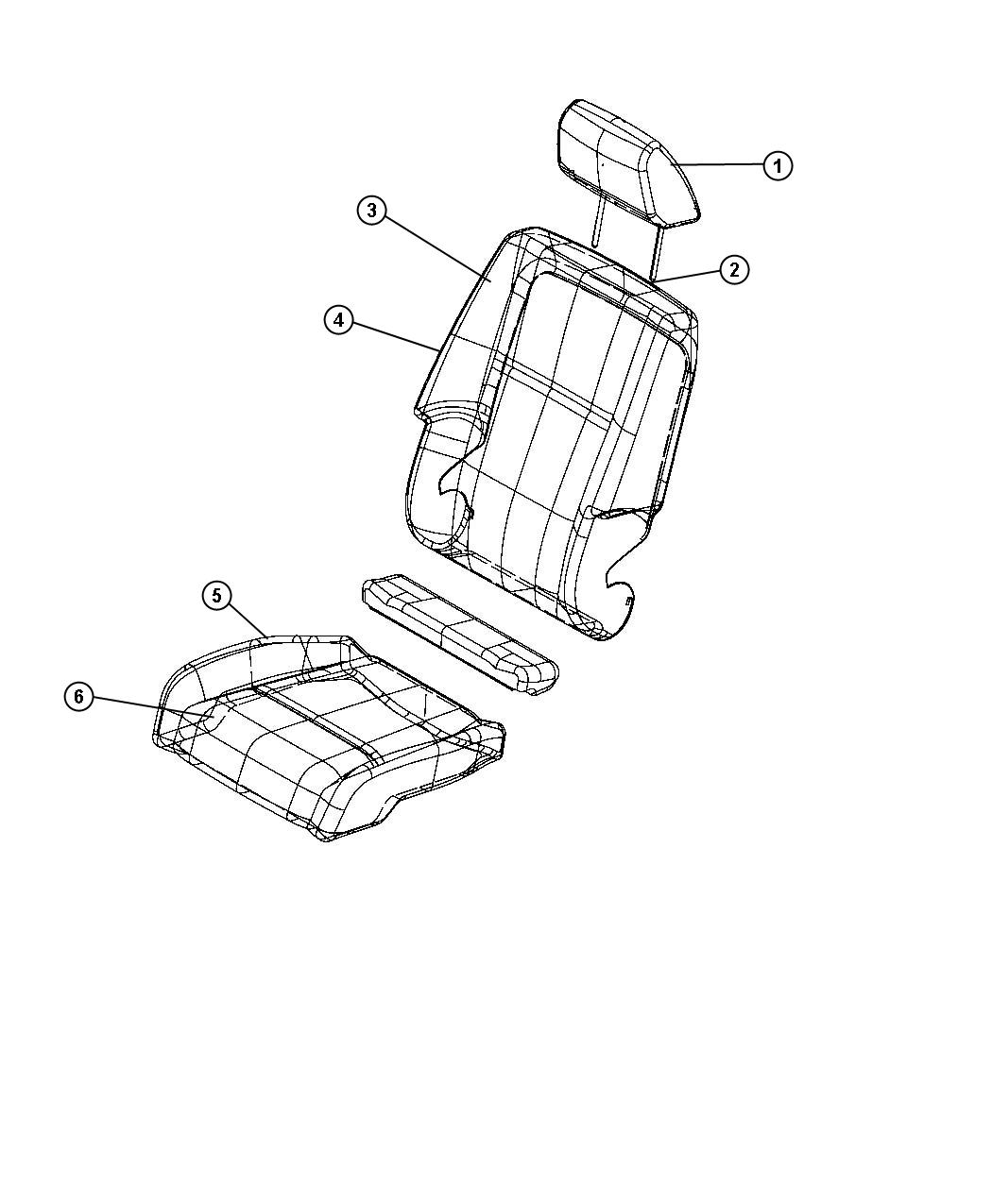 Diagram Front Seat - Bucket - Trim Code [E5]. for your Dodge