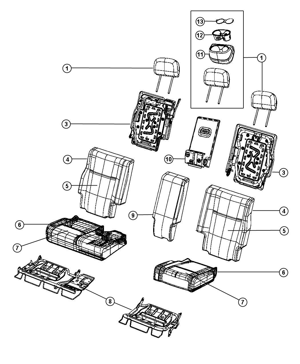 Diagram Rear Seat - Split Seat - Trim Code [E5]. for your 2003 Chrysler 300  M 