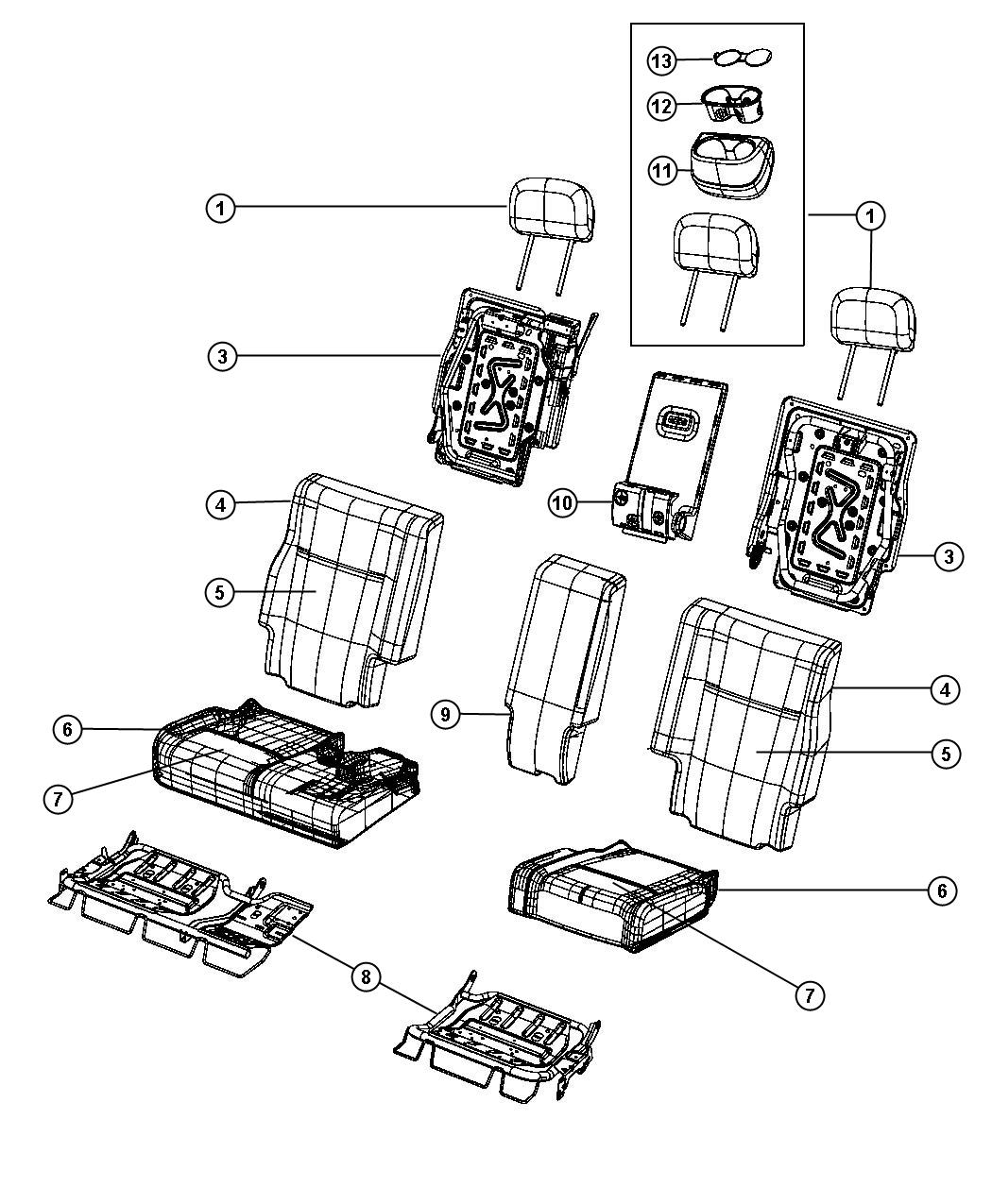 Rear Seat - Split Seat - Trim Code [E7]. Diagram