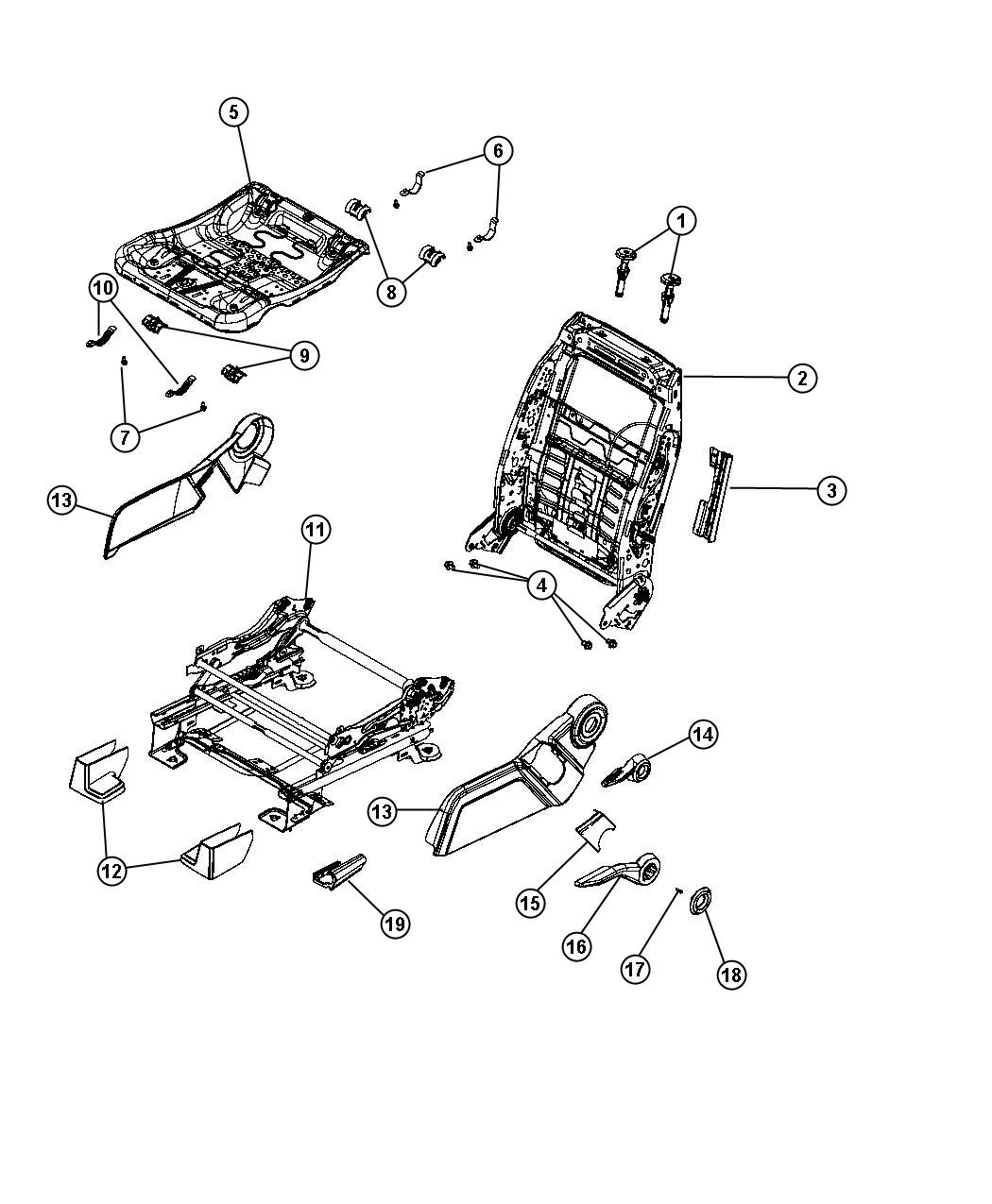 Adjusters, Recliners and Shields - Driver Seat - Manual. Diagram